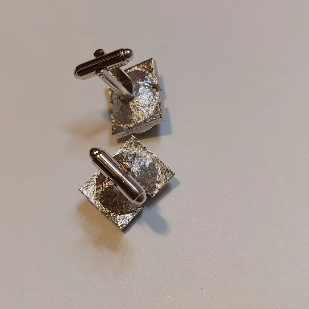 Vintage Dante Blue Rivoli Crystal Silver Tone Cufflinks